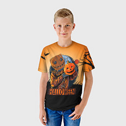 Футболка детская Хэллоуин убийца с тыквой, цвет: 3D-принт — фото 2
