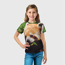 Футболка детская Красная милая панда, цвет: 3D-принт — фото 2