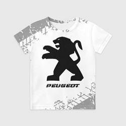 Футболка детская Peugeot speed на светлом фоне со следами шин, цвет: 3D-принт