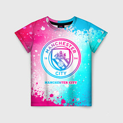 Футболка детская Manchester City neon gradient style, цвет: 3D-принт