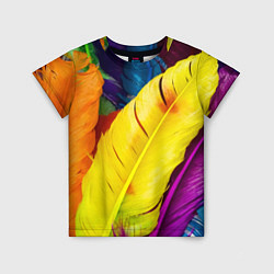 Детская футболка Разноцветные перья птиц