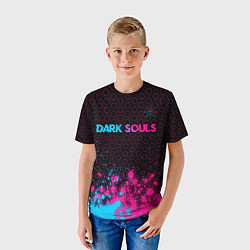 Футболка детская Dark Souls - neon gradient: символ сверху, цвет: 3D-принт — фото 2