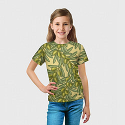 Футболка детская Винтажные ветви оливок, цвет: 3D-принт — фото 2