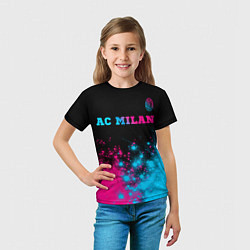 Футболка детская AC Milan - neon gradient: символ сверху, цвет: 3D-принт — фото 2