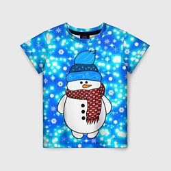 Футболка детская Снеговик в шапке, цвет: 3D-принт