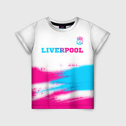 Футболка детская Liverpool neon gradient style: символ сверху, цвет: 3D-принт