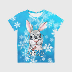 Футболка детская Кролик в очках 2023, цвет: 3D-принт