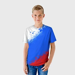 Футболка детская Флаг России - триколор, цвет: 3D-принт — фото 2