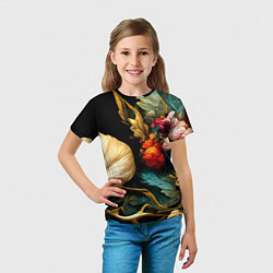 Футболка детская Винтажные цветы акварелью, цвет: 3D-принт — фото 2