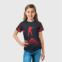 Футболка детская Красный символ Counter Strike на темном фоне со ст, цвет: 3D-принт — фото 2