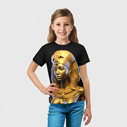 Футболка детская Нейросеть - золотая египетская богиня, цвет: 3D-принт — фото 2