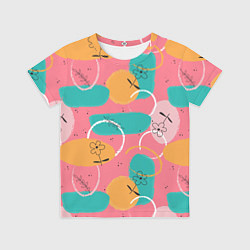 Футболка детская Цветы и фигуры абстракция, цвет: 3D-принт