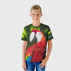 Футболка детская Красный попугай Ара, цвет: 3D-принт — фото 2