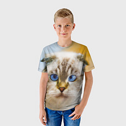 Футболка детская Кошка породы шотландская вислоухая косоглазая, цвет: 3D-принт — фото 2