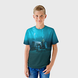 Футболка детская Аквалангист-тракторист на дне океана, цвет: 3D-принт — фото 2