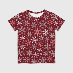 Футболка детская Новогодний узор из снежинок, цвет: 3D-принт
