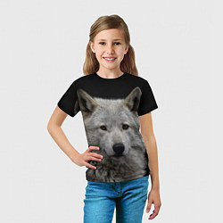 Футболка детская Серый волк на темном фоне, цвет: 3D-принт — фото 2