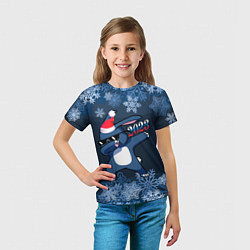 Футболка детская Чёрный водяной дэб кролик 2023, цвет: 3D-принт — фото 2