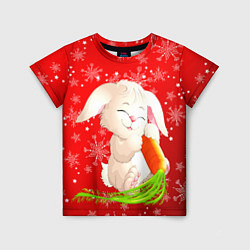 Футболка детская Весёлый кролик с морковкой, цвет: 3D-принт