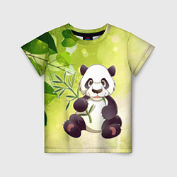 Футболка детская Панда на фоне листьев, цвет: 3D-принт