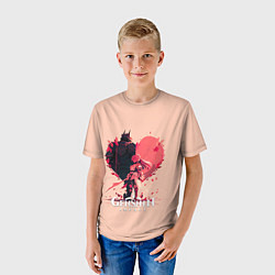 Футболка детская Геншин Импакт, героиня на фоне сердца, цвет: 3D-принт — фото 2
