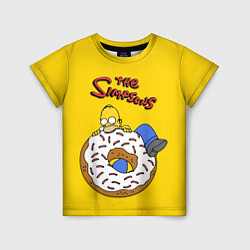 Футболка детская Гомер Симпсон ест пончик, цвет: 3D-принт
