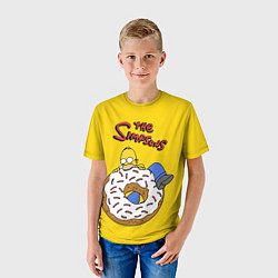 Футболка детская Гомер Симпсон ест пончик, цвет: 3D-принт — фото 2