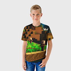 Футболка детская Minecraft ферма, цвет: 3D-принт — фото 2