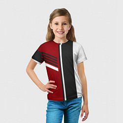 Футболка детская Красные, белые, чёрные полосы, цвет: 3D-принт — фото 2