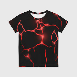 Футболка детская Красные неоновые трещины, цвет: 3D-принт