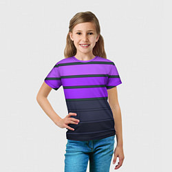 Футболка детская Полосатый узор в серых и фиолетовых тонах, цвет: 3D-принт — фото 2