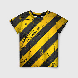 Футболка детская WARNING - желто-черные полосы, цвет: 3D-принт