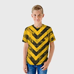 Футболка детская WARNING - желто-черные полосы, цвет: 3D-принт — фото 2