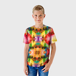 Футболка детская Разноцветный мозаичный пиксельный узор, цвет: 3D-принт — фото 2
