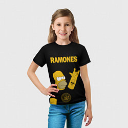 Футболка детская Ramones Гомер Симпсон рокер, цвет: 3D-принт — фото 2