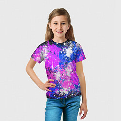 Футболка детская Разбрызганная фиолетовая краска - темный фон, цвет: 3D-принт — фото 2