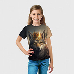 Футболка детская Волк в золотой короне, цвет: 3D-принт — фото 2