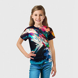Футболка детская Разноцветные мазки краски, цвет: 3D-принт — фото 2