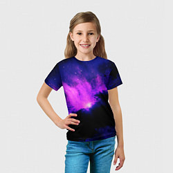 Футболка детская Неоновый туманный космос, цвет: 3D-принт — фото 2