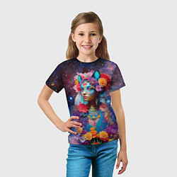 Футболка детская Космическая девушка-кошка, цвет: 3D-принт — фото 2