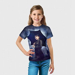 Футболка детская Уэнсдей Аддамс с зонтом, цвет: 3D-принт — фото 2