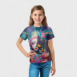 Футболка детская Japanese girl with a bird - irezumi, цвет: 3D-принт — фото 2