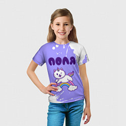 Футболка детская Поля кошка единорожка, цвет: 3D-принт — фото 2
