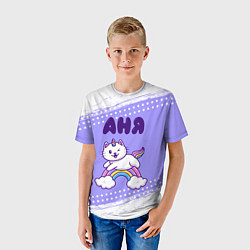 Футболка детская Аня кошка единорожка, цвет: 3D-принт — фото 2