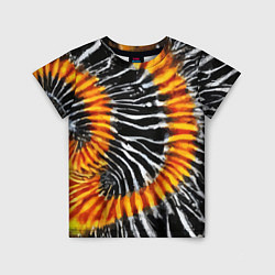 Футболка детская Tie dye - тай дай в черно белую полоску, цвет: 3D-принт