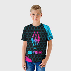 Футболка детская Skyrim - neon gradient, цвет: 3D-принт — фото 2