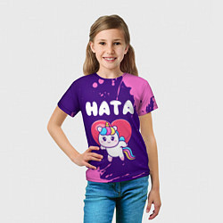 Футболка детская Ната единорог с сердечком, цвет: 3D-принт — фото 2