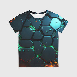 Детская футболка Плиты с зеленым неоновым светом