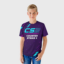 Футболка детская Символ Counter Strike 2 в неоновых цветах на темно, цвет: 3D-принт — фото 2