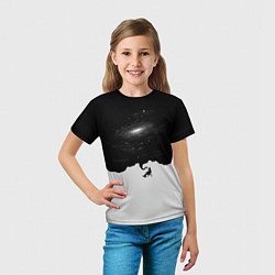 Футболка детская Черно-белая галактика, цвет: 3D-принт — фото 2